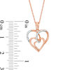 Thumbnail Image 2 of 0.07 CT. T.W. Diamond Triple Swirl Heart Pendant in 10K Rose Gold