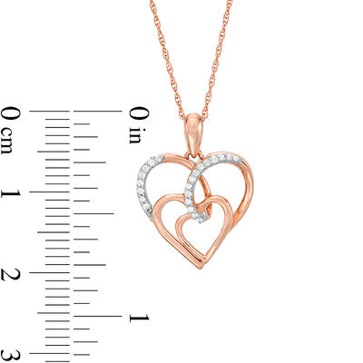 0.07 CT. T.W. Diamond Triple Swirl Heart Pendant in 10K Rose Gold