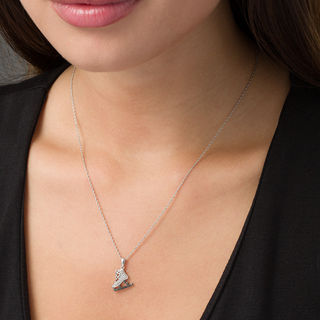 0.10 CT. T.W. Enhanced Black and White Diamond Ice Skate Pendant in Sterling Silver
