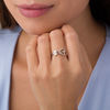 Thumbnail Image 3 of 0.04 CT. T.W. Diamond Heart and Lock Ring in Sterling Silver and 10K Rose Gold