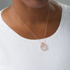 Thumbnail Image 2 of Lab-Created White Sapphire and 0.20 CT. T.W. Diamond Spiral Circle Pendant in 10K Rose Gold