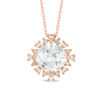 Thumbnail Image 0 of 8.0mm Cushion-Cut Lab-Created White Sapphire Sunburst Frame Pendant in 10K Rose Gold