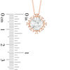 Thumbnail Image 2 of 8.0mm Cushion-Cut Lab-Created White Sapphire Sunburst Frame Pendant in 10K Rose Gold