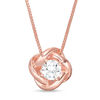 Thumbnail Image 0 of 6.0mm Lab-Created White Sapphire Solitaire Love Knot Pendant in Sterling Silver with 18K Rose Gold Plate