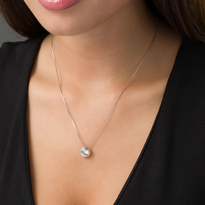 White sapphire solitaire necklace clearance