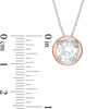 Thumbnail Image 2 of 8.0mm Lab-Created White Sapphire Solitaire Pendant in Sterling Silver and 10K Rose Gold