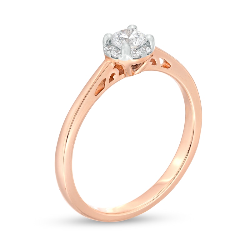 Main Image 3 of 0.33 CT. T.W. Certified Canadian Diamond Frame Engagement Ring in 14K Rose Gold (I/I1)
