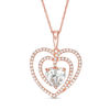 Thumbnail Image 1 of 7.0mm Lab-Created White Sapphire Spiral Heart Pendant in 10K Rose Gold