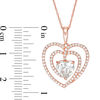Thumbnail Image 2 of 7.0mm Lab-Created White Sapphire Spiral Heart Pendant in 10K Rose Gold