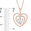 Thumbnail Image 3 of 7.0mm Lab-Created White Sapphire Spiral Heart Pendant in 10K Rose Gold