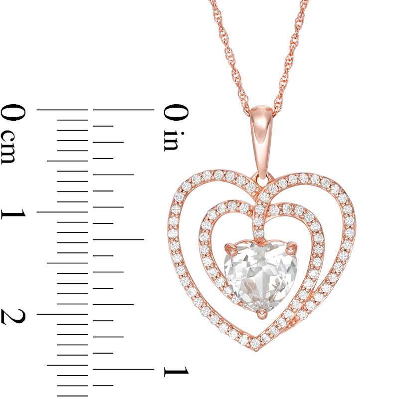 7.0mm Lab-Created White Sapphire Spiral Heart Pendant in 10K Rose Gold