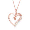 Thumbnail Image 0 of Lab-Created White Sapphire and 0.07 CT. T.W. Diamond Looping Heart Pendant in 10K Rose Gold