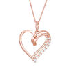 Thumbnail Image 1 of Lab-Created White Sapphire and 0.07 CT. T.W. Diamond Looping Heart Pendant in 10K Rose Gold