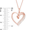 Thumbnail Image 2 of Lab-Created White Sapphire and 0.07 CT. T.W. Diamond Looping Heart Pendant in 10K Rose Gold