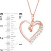 Thumbnail Image 3 of Lab-Created White Sapphire and 0.07 CT. T.W. Diamond Looping Heart Pendant in 10K Rose Gold