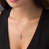 Thumbnail Image 1 of Heart-Shaped Lab-Created White Sapphire Marquise Cross Pendant in Sterling Silver and 10K Rose Gold