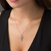 Thumbnail Image 2 of Heart-Shaped Lab-Created White Sapphire Marquise Cross Pendant in Sterling Silver and 10K Rose Gold