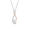 Thumbnail Image 0 of 7.0mm Heart-Shaped Lab-Created White Sapphire Infinity Pendant in Sterling Silver and 10K Rose Gold