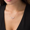 Thumbnail Image 2 of Pear-Shaped Lab-Created White Sapphire Five Stone Frame Necklace in 10K Rose Gold - 16.5"
