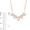 Thumbnail Image 2 of Pear-Shaped Lab-Created White Sapphire Five Stone Frame Necklace in 10K Rose Gold - 16.5"