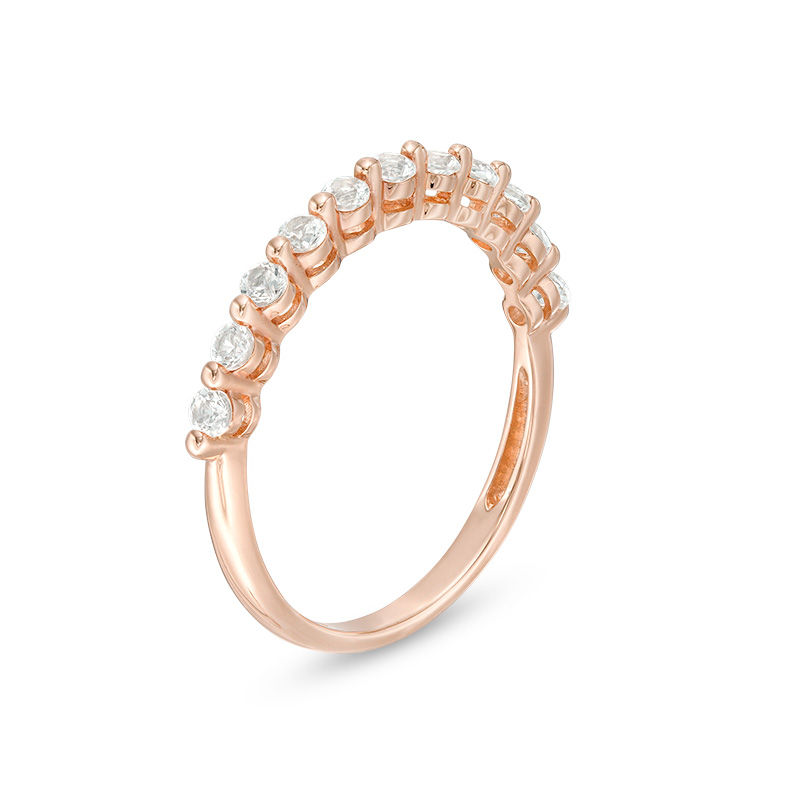 Main Image 2 of Lab-Created White Sapphire Band in 10K Rose Gold