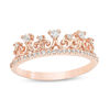 Thumbnail Image 0 of Lab-Created White Sapphire Swirl Crown Ring in 10K Rose Gold