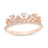 Thumbnail Image 1 of Lab-Created White Sapphire Swirl Crown Ring in 10K Rose Gold