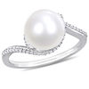 Thumbnail Image 0 of 9.0 - 9.5mm Cultured Freshwater Pearl and 0.15 CT. T.W. Diamond Bypass Ring in 10K White Gold