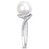 Thumbnail Image 2 of 9.0 - 9.5mm Cultured Freshwater Pearl and 0.15 CT. T.W. Diamond Bypass Ring in 10K White Gold