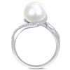 Thumbnail Image 3 of 9.0 - 9.5mm Cultured Freshwater Pearl and 0.15 CT. T.W. Diamond Bypass Ring in 10K White Gold