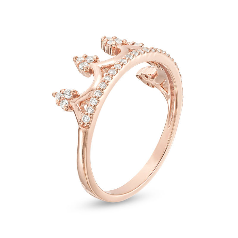 Main Image 2 of Lab-Created White Sapphire Crown Ring in 10K Rose Gold