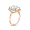 Thumbnail Image 1 of Oval Lab-Created White Sapphire Sunburst Frame Ring in Sterling Silver with 18K Rose Gold Plate - Size 7