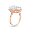 Thumbnail Image 2 of Oval Lab-Created White Sapphire Sunburst Frame Ring in Sterling Silver with 18K Rose Gold Plate - Size 7