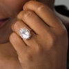 Thumbnail Image 3 of Oval Lab-Created White Sapphire Sunburst Frame Ring in Sterling Silver with 18K Rose Gold Plate - Size 7