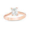 Thumbnail Image 1 of Octagonal Lab-Created White Sapphire Solitaire Ring in Sterling Silver with 18K Rose Gold Plate - Size 7
