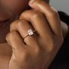 Thumbnail Image 3 of Octagonal Lab-Created White Sapphire Solitaire Ring in Sterling Silver with 18K Rose Gold Plate - Size 7