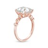 Thumbnail Image 2 of Octagonal Lab-Created White Sapphire and 0.04 CT. T.W. Diamond Art Deco Ring in 10K Rose Gold - Size 7
