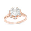 Thumbnail Image 0 of 8.0mm Lab-Created White Sapphire Flower Frame Ring in Sterling Silver with 18K Rose Gold Plate - Size 7