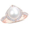 Thumbnail Image 1 of 8.5-9.0mm Freshwater Cultured Pearl and 0.24 CT. T.W. Diamond Segmented Frame Ring in 10K Rose Gold