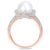 Thumbnail Image 3 of 8.5 - 9.0mm Cultured Freshwater Pearl and 0.24 CT. T.W. Diamond Segmented Frame Ring in 10K Rose Gold