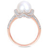 Thumbnail Image 4 of 8.5-9.0mm Freshwater Cultured Pearl and 0.24 CT. T.W. Diamond Segmented Frame Ring in 10K Rose Gold