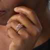 Thumbnail Image 2 of Marquise Lab-Created White Sapphire and 0.07 CT. T.W. Diamond Leaf Bypass Wrap Ring in 10K Rose Gold