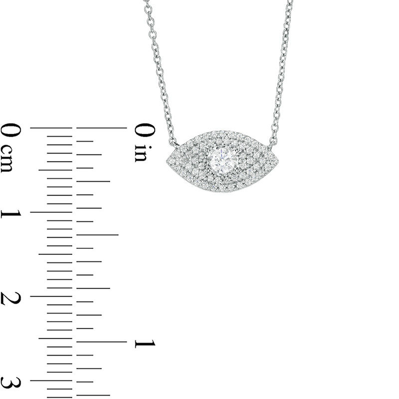 Main Image 3 of 0.25 CT. T.W. Diamond Evil Eye Necklace in 10K White Gold