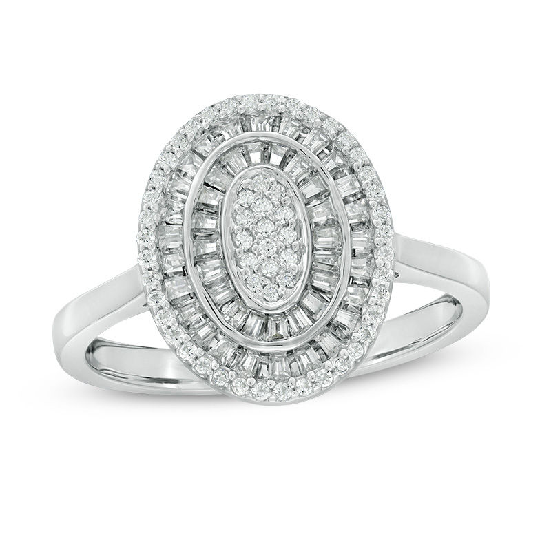0.33 CT. T.W. Composite Diamond Double Oval Frame Ring in 10K White Gold