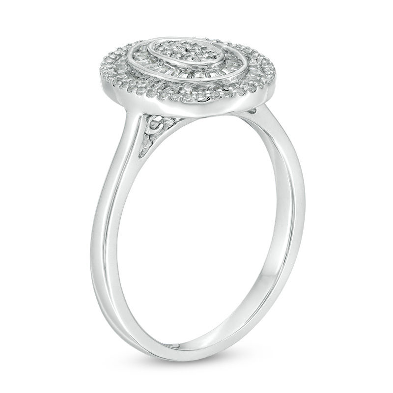 0.33 CT. T.W. Composite Diamond Double Oval Frame Ring in 10K White Gold|Peoples Jewellers