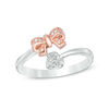 Thumbnail Image 0 of Diamond Accent Heart and Bow Bypass Wrap Ring in Sterling Silver and 10K Rose Gold