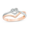 Thumbnail Image 0 of 0.04 CT. T.W. Diamond Heart and Chevron Ring in 10K Two-Tone Gold