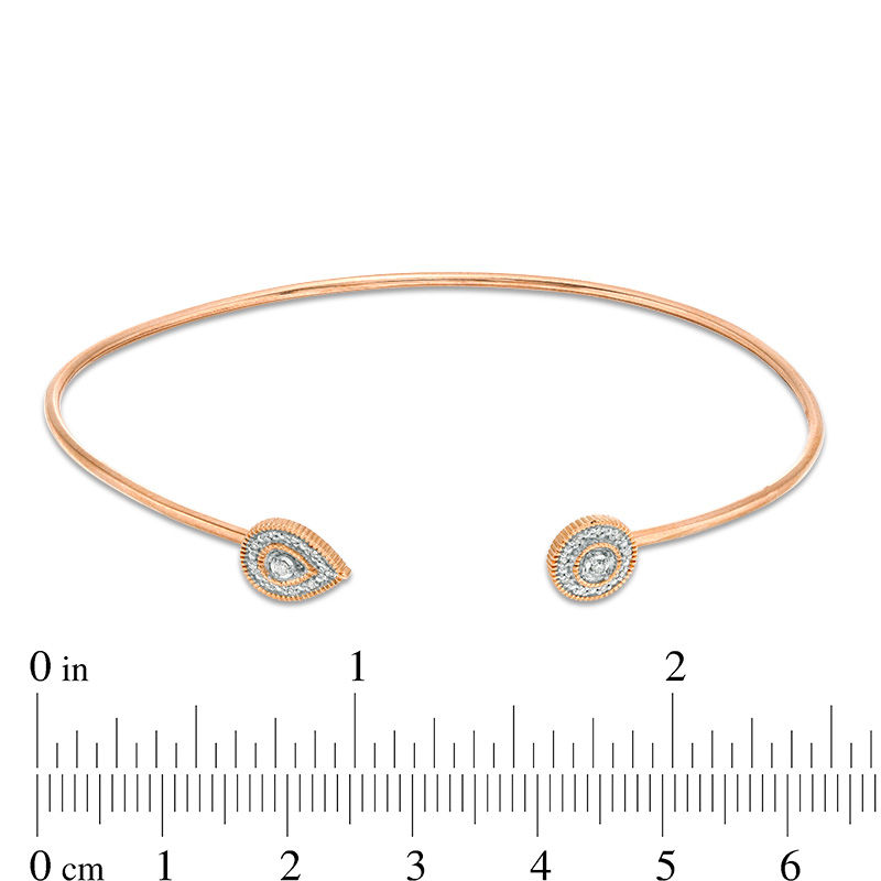 Main Image 3 of 0.065 CT. T.W. Diamond Open Vintage-Style Flex Bangle in 10K Rose Gold