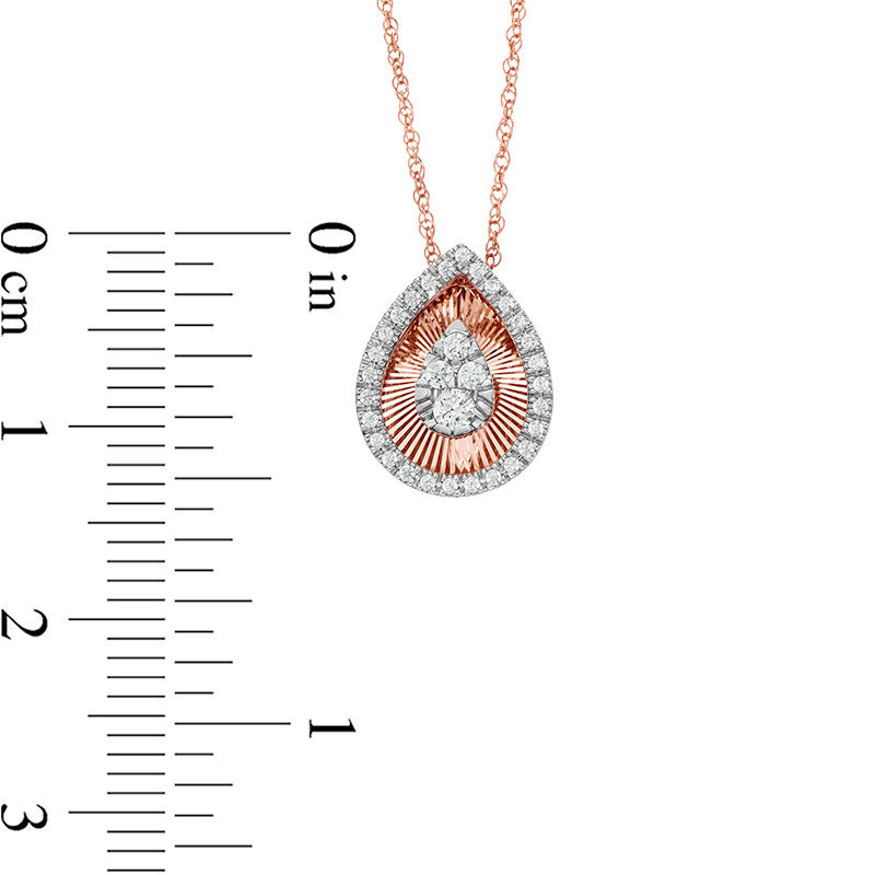 Main Image 3 of 0.12 CT. T.W. Composite Diamond Pear-Shaped Frame Pendant in 10K Two-Tone Gold