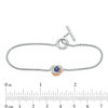 Thumbnail Image 2 of 4.0mm Lab-Created Blue and White Sapphire Love Knot Toggle Bracelet in Sterling Silver and 10K Rose Gold - 7.25"